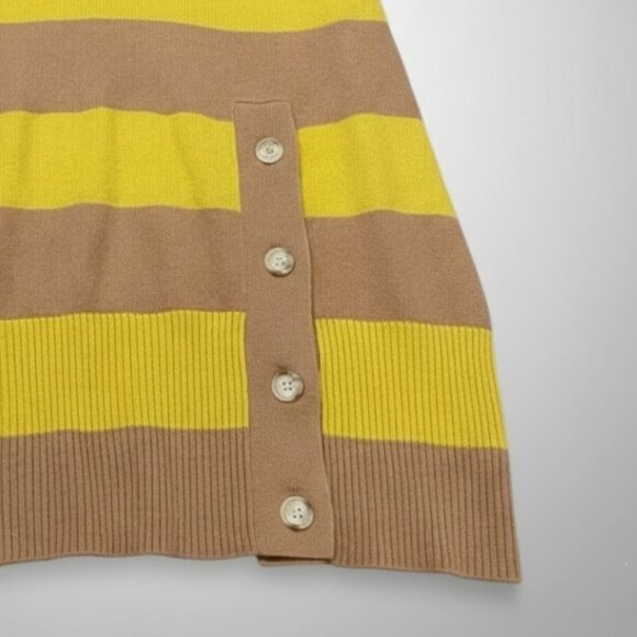 Anthropologie Cashmere Yellow Tan Striped Sweater Dress/ Tunic Size Small NWT - Picture 5 of 12